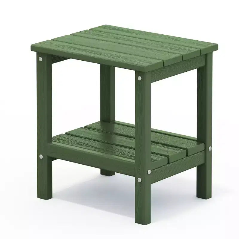 Hyleory Double-Tier Patio Adirondack Side Table, Outdoor HDPE Square End Table