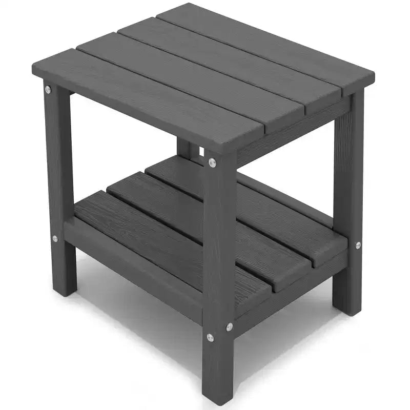 Hyleory Double-Tier Patio Adirondack Side Table, Outdoor HDPE Square End Table