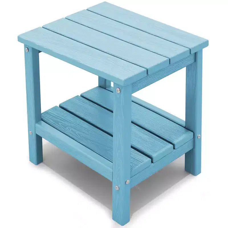 Hyleory Double-Tier Patio Adirondack Side Table, Outdoor HDPE Square End Table