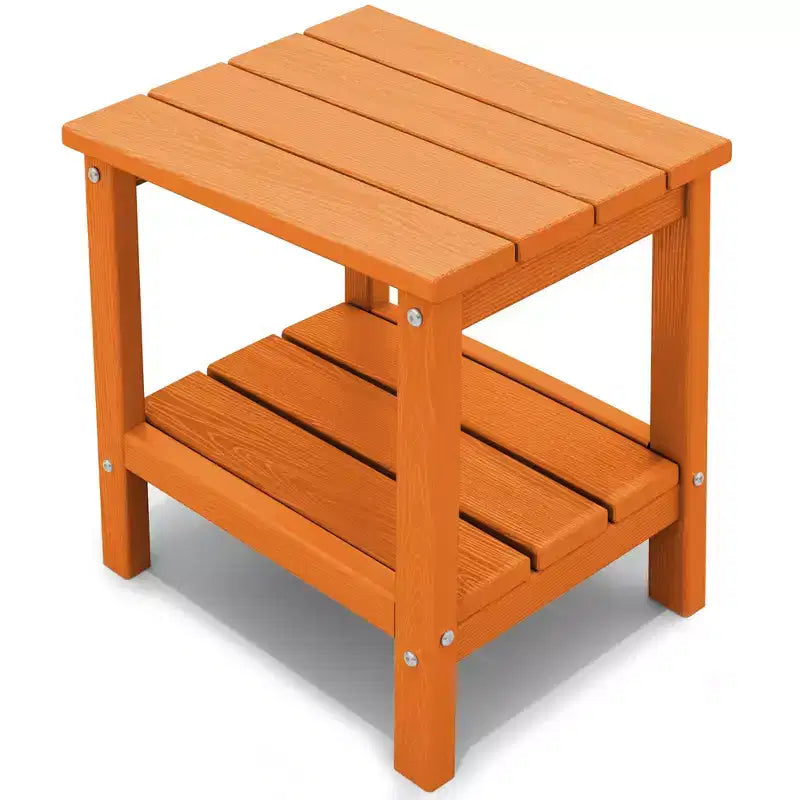 Hyleory Double-Tier Patio Adirondack Side Table, Outdoor HDPE Square End Table