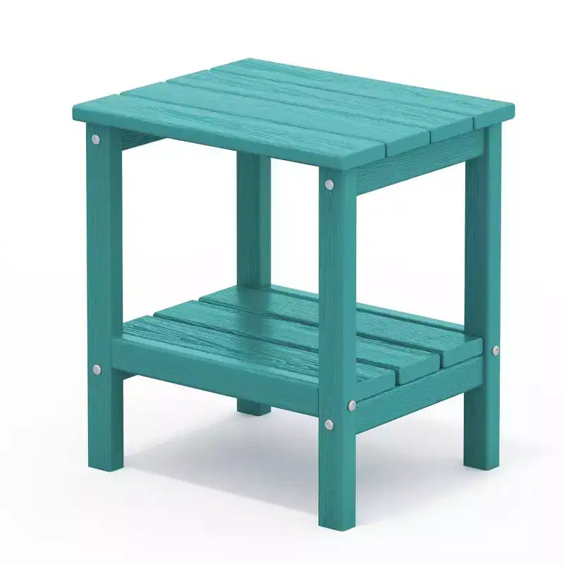 Hyleory Double-Tier Patio Adirondack Side Table, Outdoor HDPE Square End Table