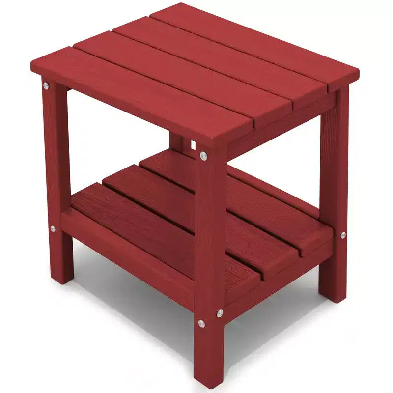 Hyleory Double-Tier Patio Adirondack Side Table, Outdoor HDPE Square End Table