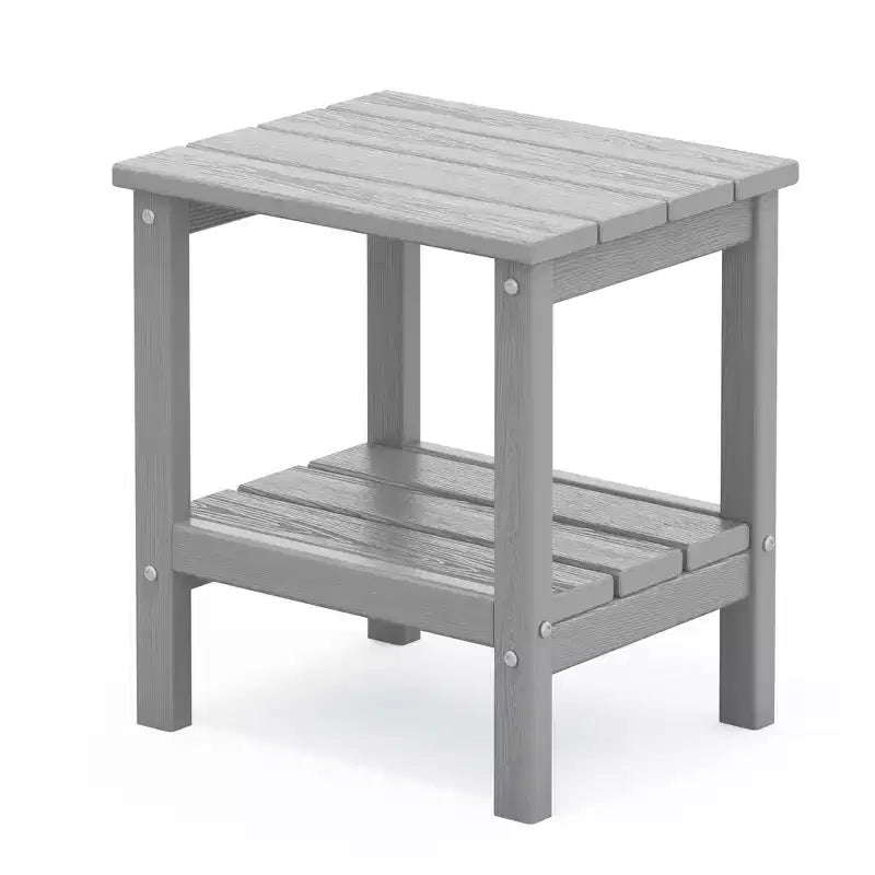 Hyleory Double-Tier Patio Adirondack Side Table, Outdoor HDPE Square End Table