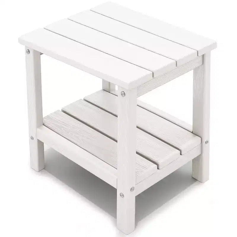 Hyleory Double-Tier Patio Adirondack Side Table, Outdoor HDPE Square End Table