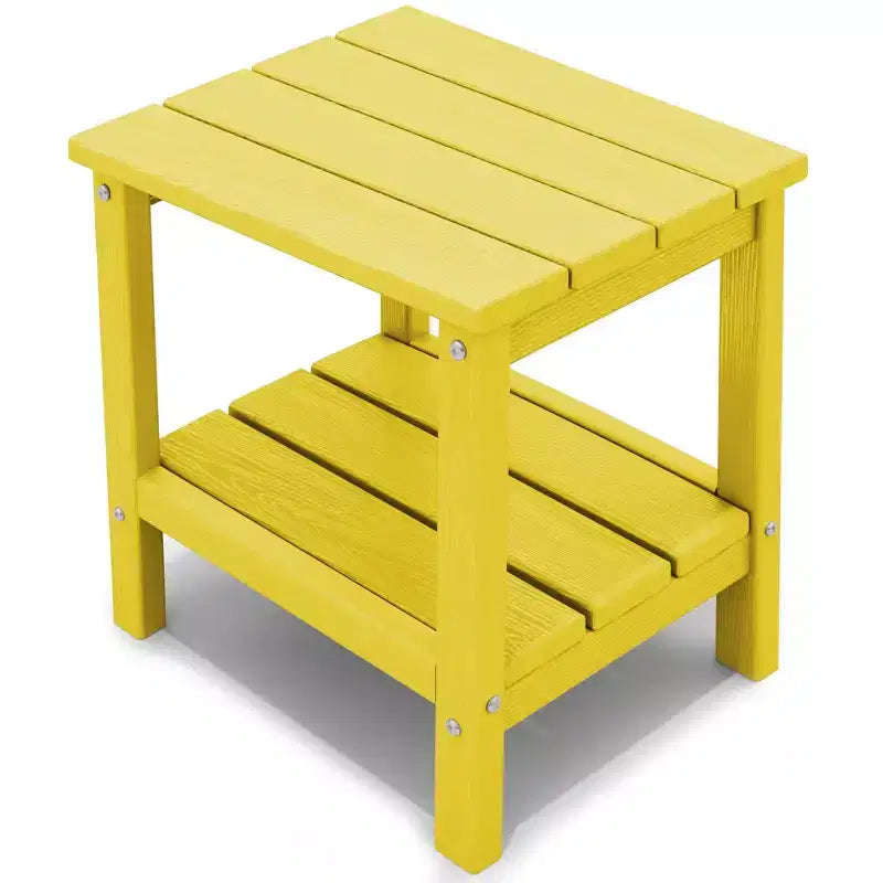 Hyleory Double-Tier Patio Adirondack Side Table, Outdoor HDPE Square End Table