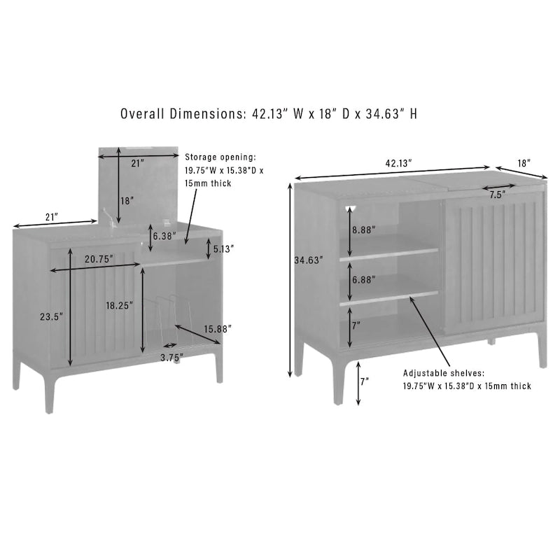 Meuble console de rangement pour disques Crosley Asher