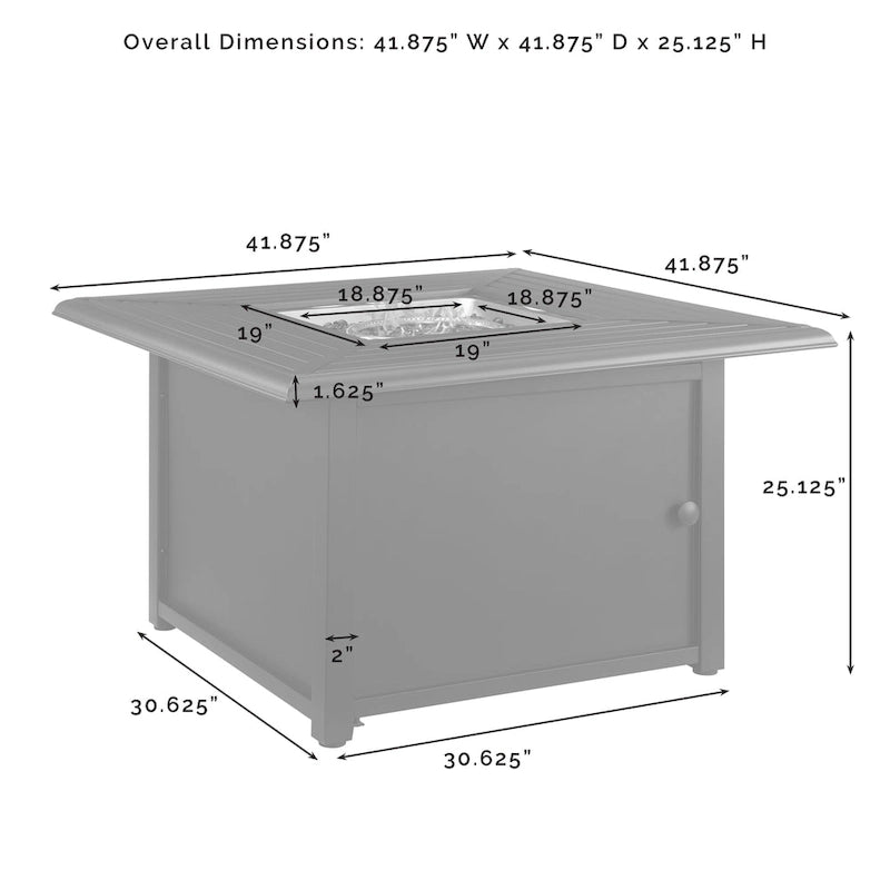 Crosley Kaplan Ensemble de conversation d'extérieur 5 pièces avec table brasero – 140 L x 140 H x 32 P