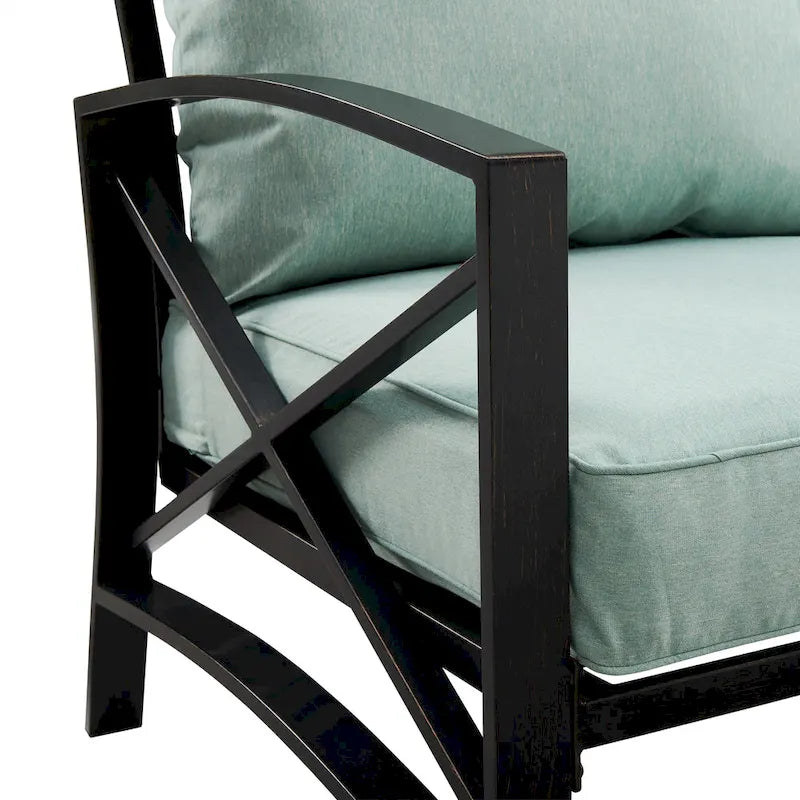 Crosley Kaplan Ensemble de conversation d'extérieur 5 pièces avec table brasero – 140 L x 140 H x 32 P