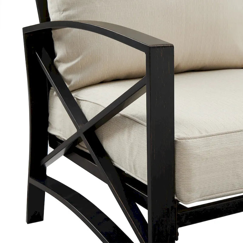 Crosley Kaplan Ensemble de conversation d'extérieur 5 pièces avec table brasero – 140 L x 140 H x 32 P