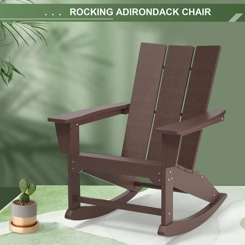 Fauteuils à bascule Adirondack d'extérieur, résistants aux intempéries, en plastique HDPE pour pelouse