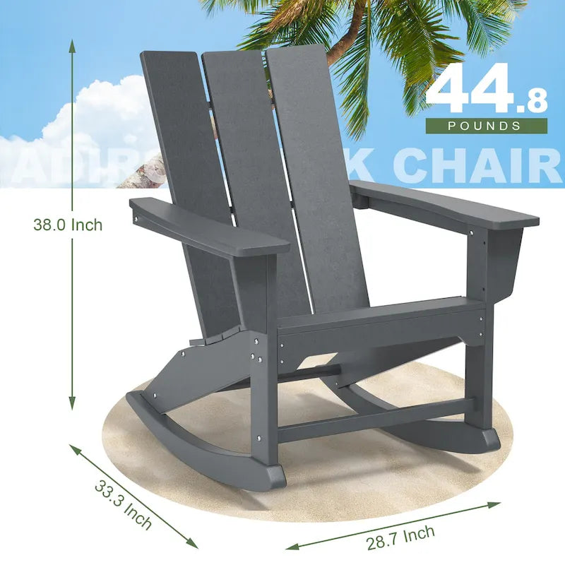 Fauteuils à bascule Adirondack d'extérieur, résistants aux intempéries, en plastique HDPE pour pelouse
