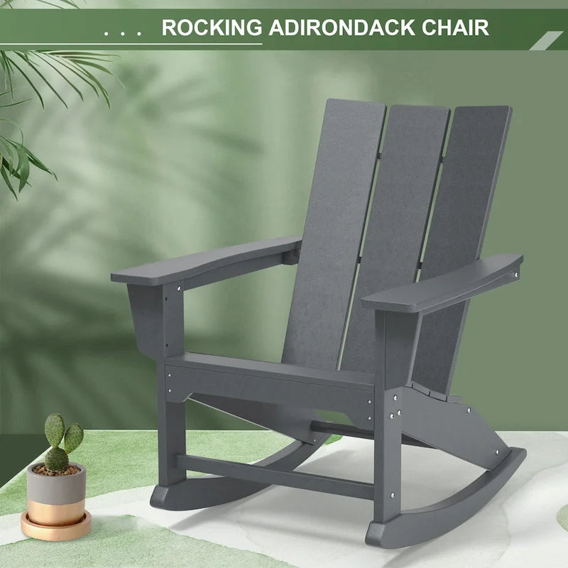 Fauteuils à bascule Adirondack d'extérieur, résistants aux intempéries, en plastique HDPE pour pelouse