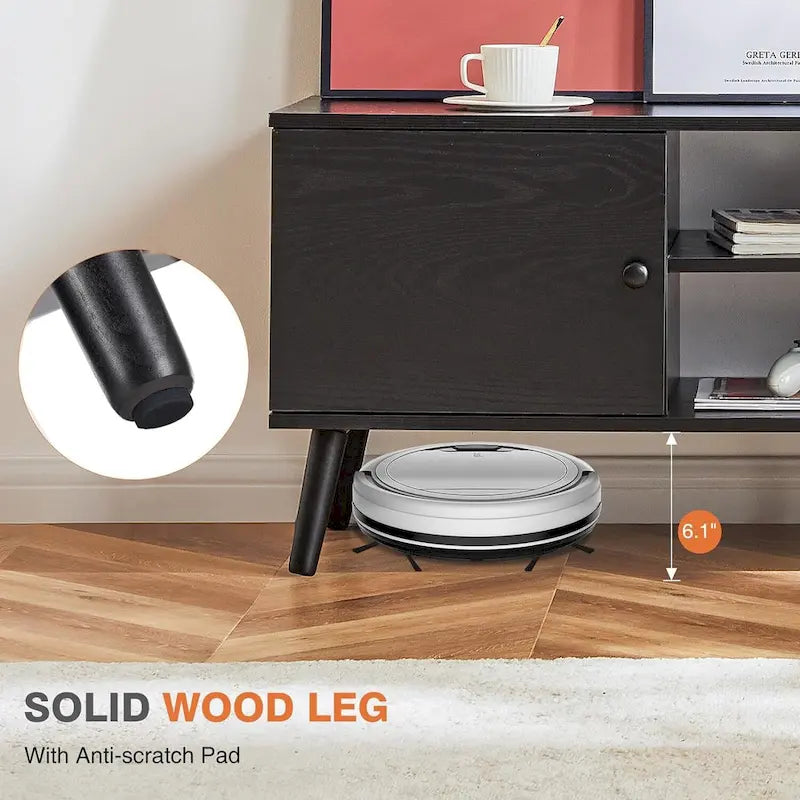 Meuble TV pour téléviseur 55 60 pouces, Meuble TV avec placard de rangement, Table console média de style moderne du milieu du siècle, Charnière réglable