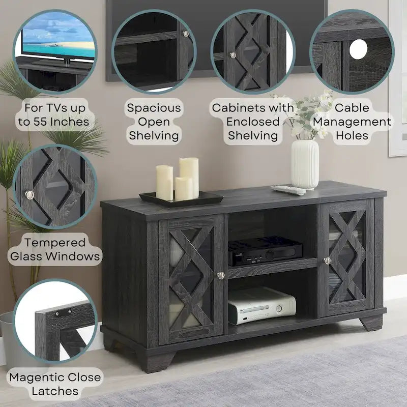 Convenience Concepts Gateway TV Stand with Storage Cabinets and Shelves for TVs up to 55 Inches