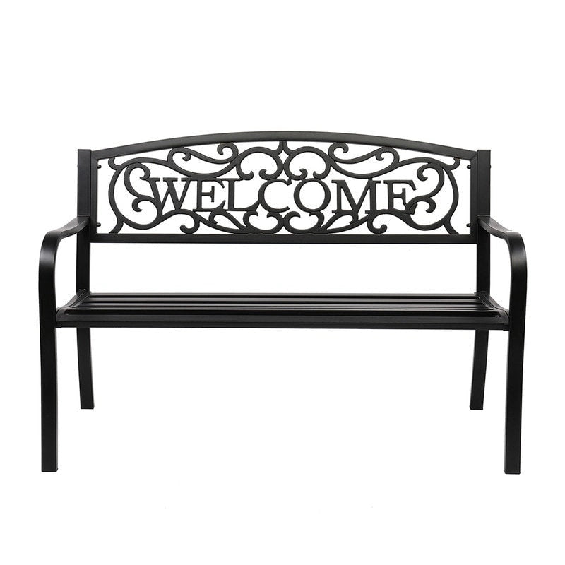 50 in. Outdoor Cast Iron Bench Decorative Patio Lawn Garden Park Bench