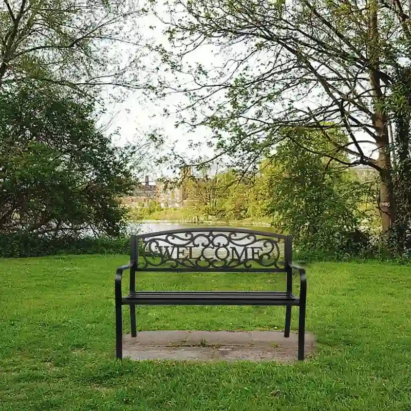 50 in. Outdoor Cast Iron Bench Decorative Patio Lawn Garden Park Bench