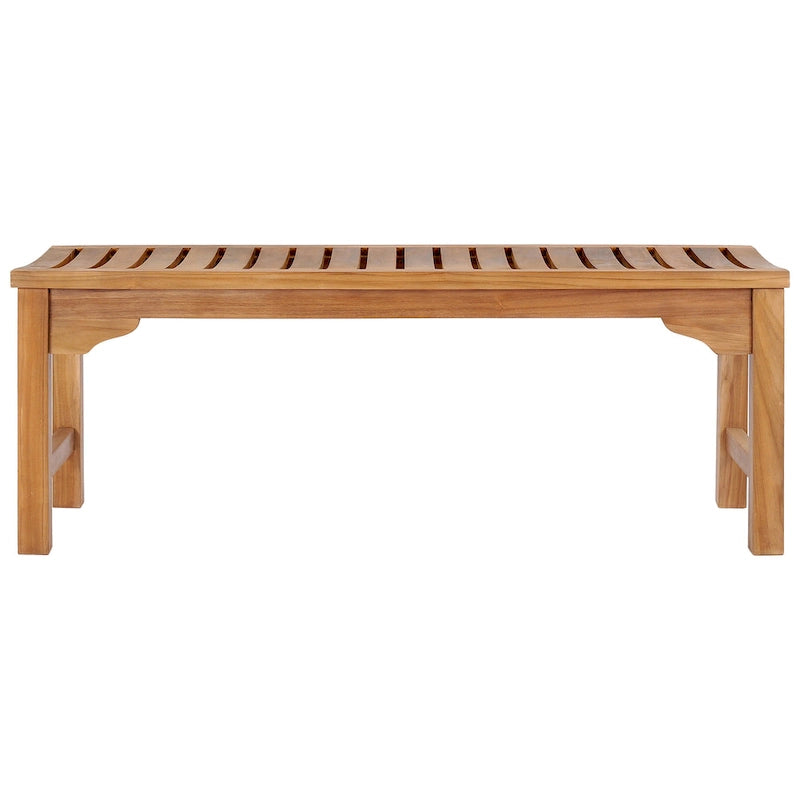 Banc sans dossier en teck d'extérieur Chic Teak Santa Monica, 1,20 m