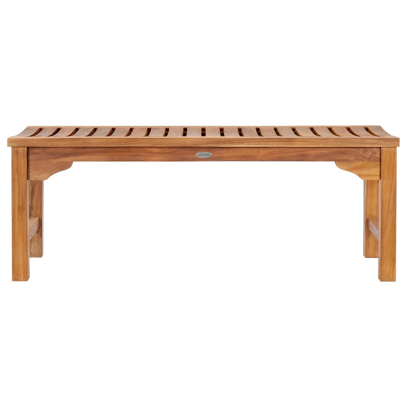 Banc sans dossier en teck d'extérieur Chic Teak Santa Monica, 1,20 m