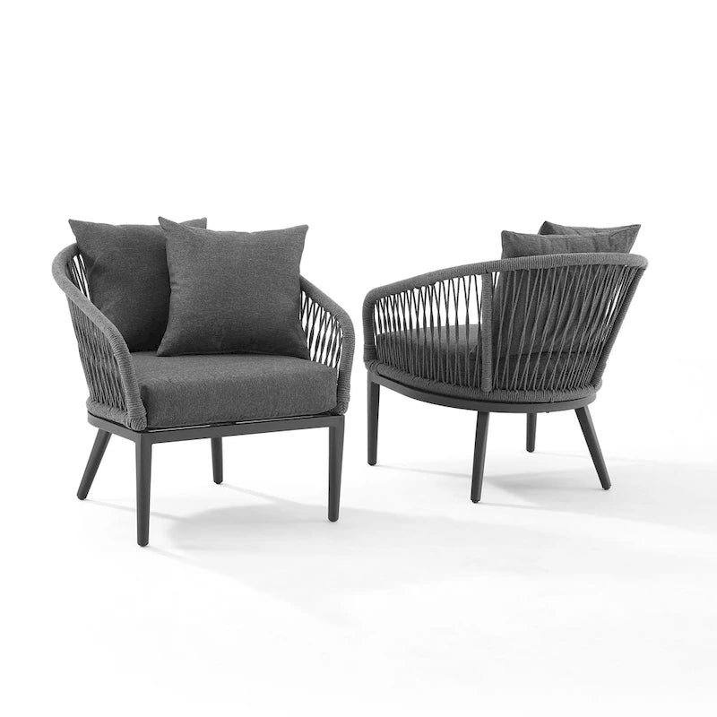 Ensemble de 2 fauteuils Dover en corde pour intérieur/extérieur - 23.25x28.88x30.25