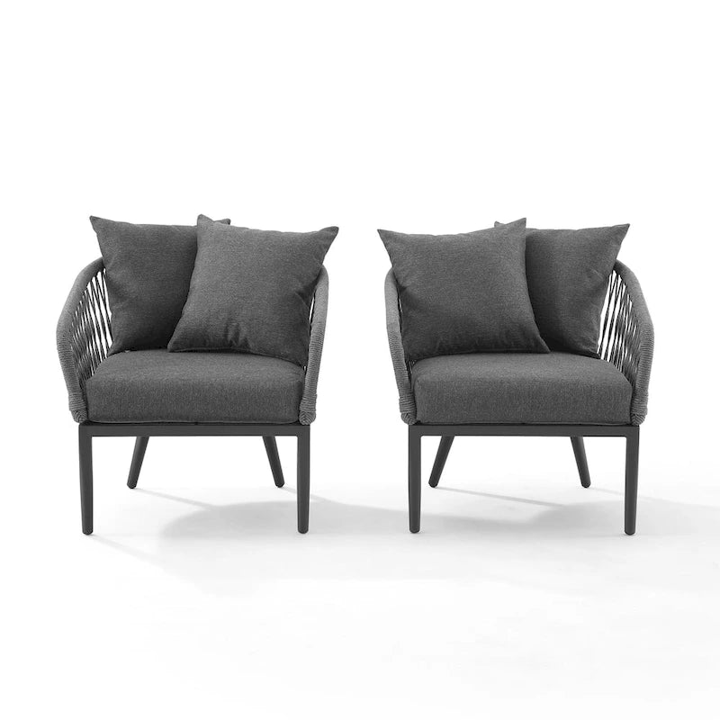 Ensemble de 2 fauteuils Dover en corde pour intérieur/extérieur - 23.25x28.88x30.25