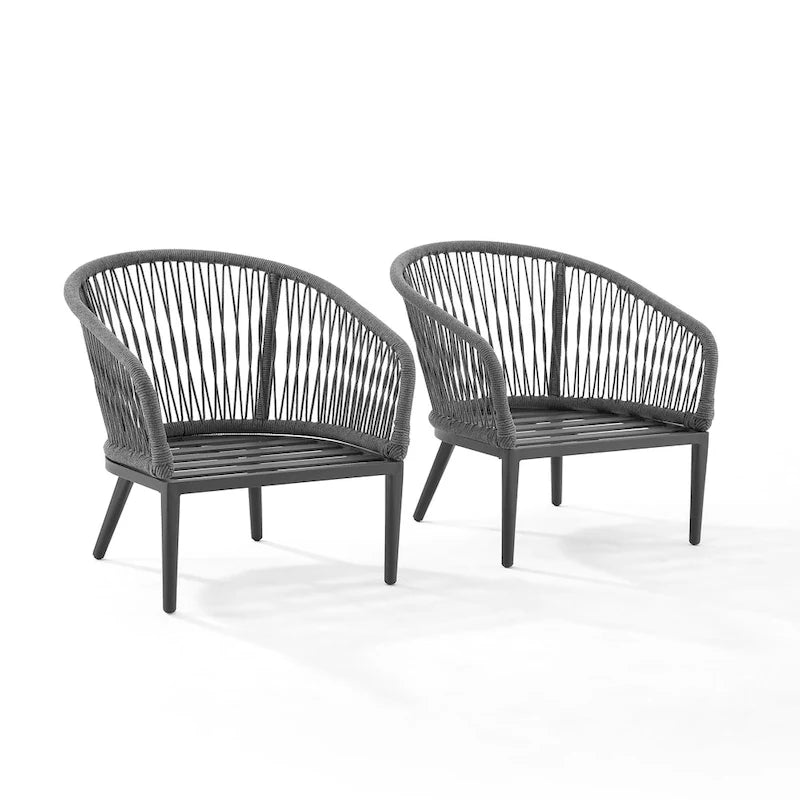 Ensemble de 2 fauteuils Dover en corde pour intérieur/extérieur - 23.25x28.88x30.25