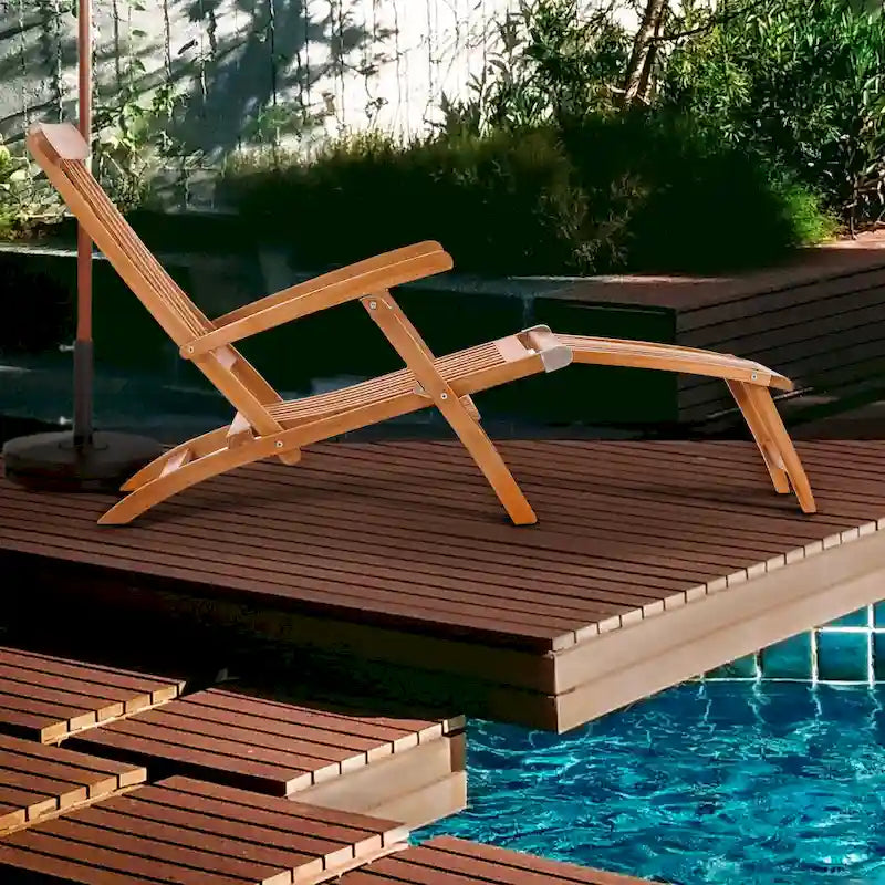 Chaise longue inclinable de pont en teck Chic Teak Titanic
