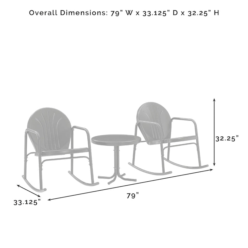 Crosley Griffith Ensemble de 3 fauteuils à bascule d'extérieur - 79 L x 33,13 P x 32,25 H