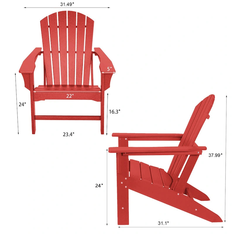 Chaise Adirondack d'extérieur en plastique recyclé - Rouge