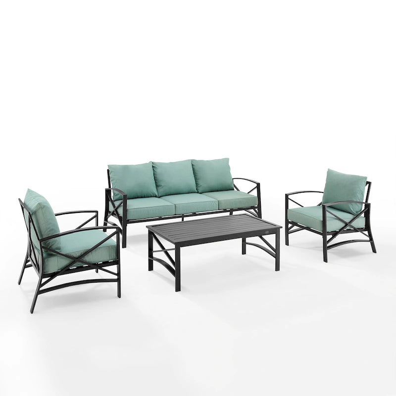Crosley Kaplan Ensemble de canapés d'extérieur 4 pièces - 147 L x 68,5 P x 32 H