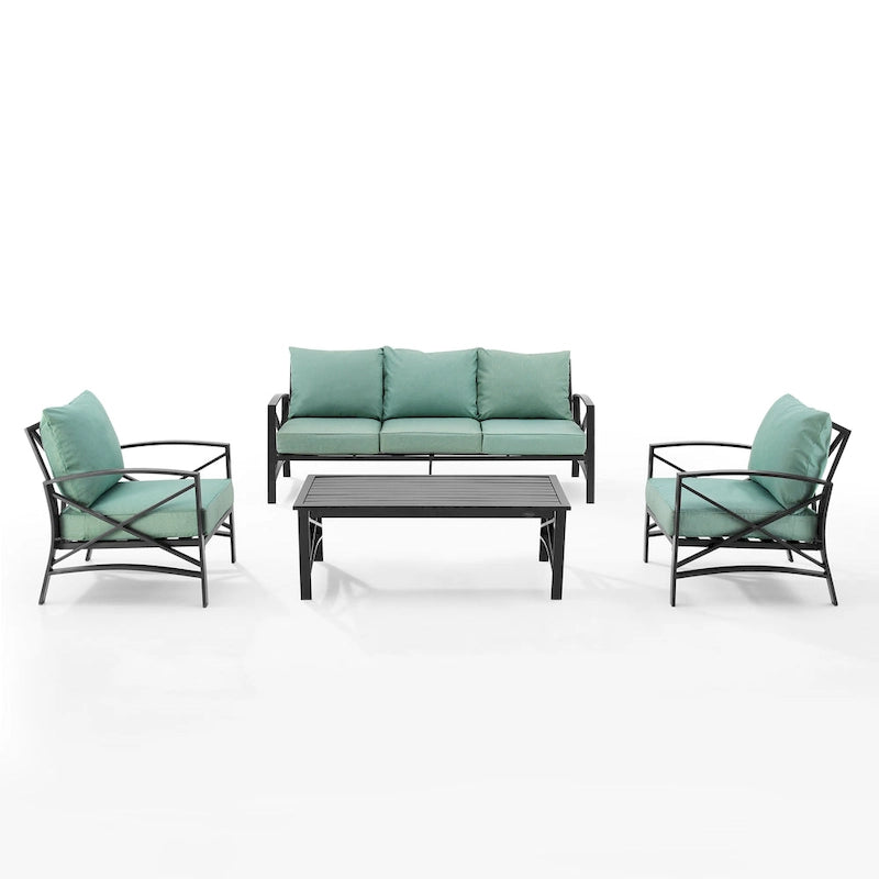 Crosley Kaplan Ensemble de canapés d'extérieur 4 pièces - 147 L x 68,5 P x 32 H