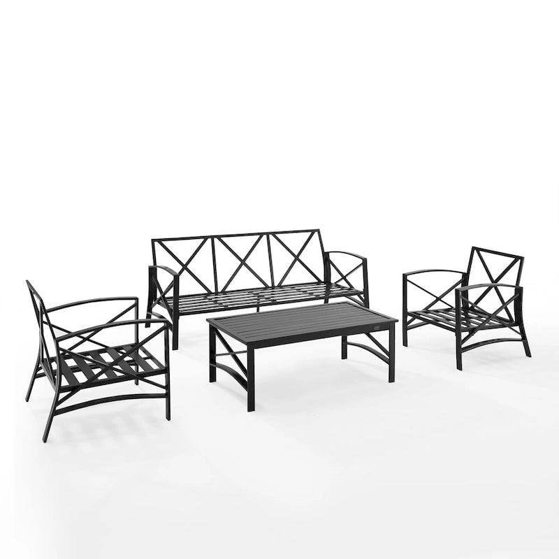 Crosley Kaplan Ensemble de canapés d'extérieur 4 pièces - 147 L x 68,5 P x 32 H