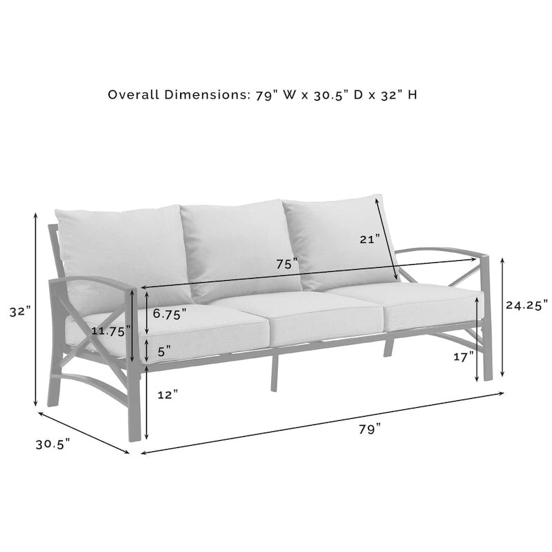 Crosley Kaplan Ensemble de canapés d'extérieur 4 pièces - 147 L x 68,5 P x 32 H