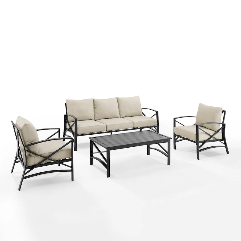Crosley Kaplan Ensemble de canapés d'extérieur 4 pièces - 147 L x 68,5 P x 32 H