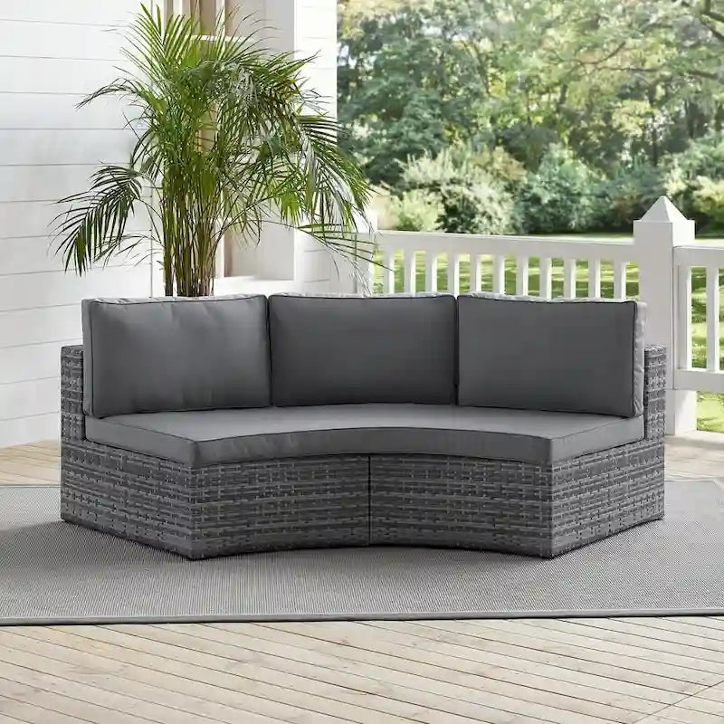 Canapé d'angle rond en osier Catalina – 83 L x 32 P x 30,5 H