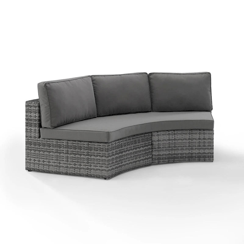 Canapé d'angle rond en osier Catalina – 83 L x 32 P x 30,5 H