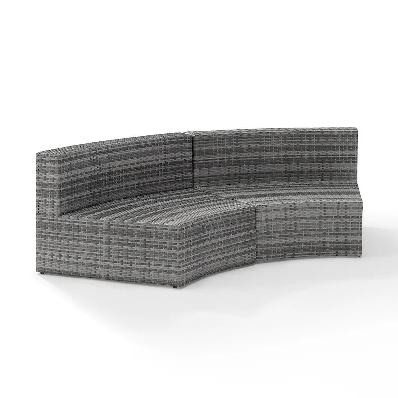 Canapé d'angle rond en osier Catalina – 83 L x 32 P x 30,5 H
