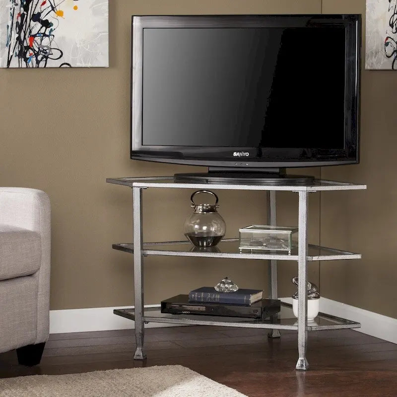 Meuble TV d'angle en métal Jensen de SEI Furniture, pour téléviseurs jusqu'à 33,25 po