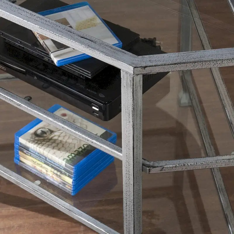 Meuble TV d'angle en métal Jensen de SEI Furniture, pour téléviseurs jusqu'à 33,25 po