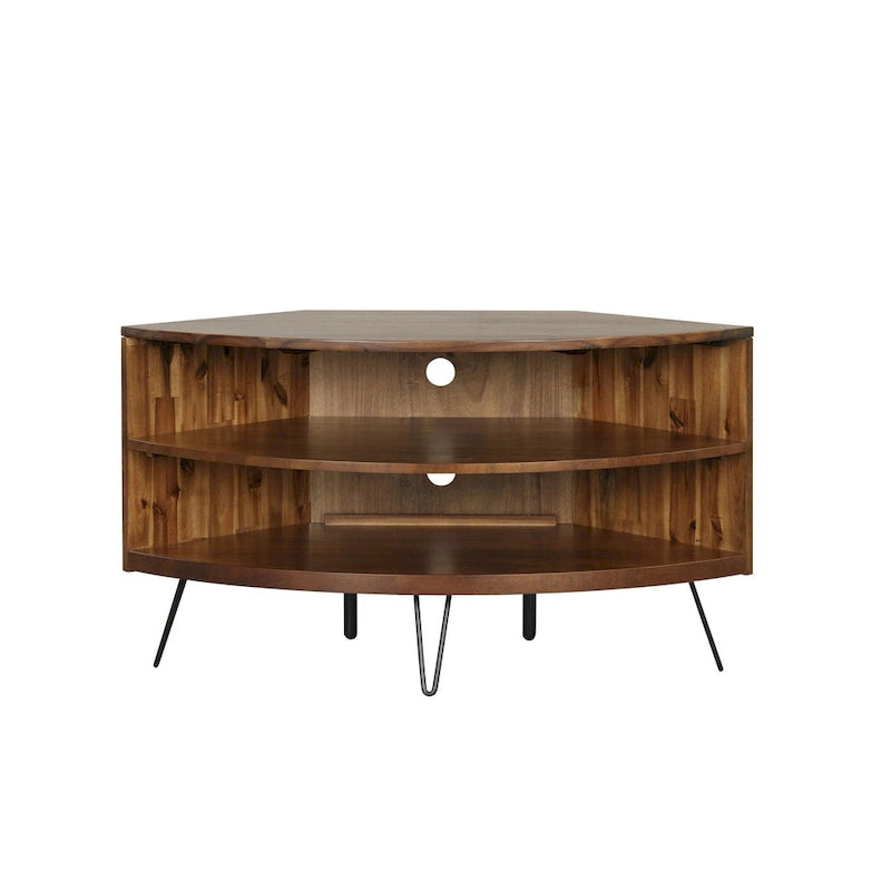 Meuble TV d'angle Declan en acacia massif de 43 po