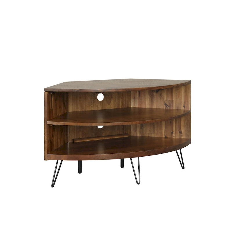 Meuble TV d'angle Declan en acacia massif de 43 po