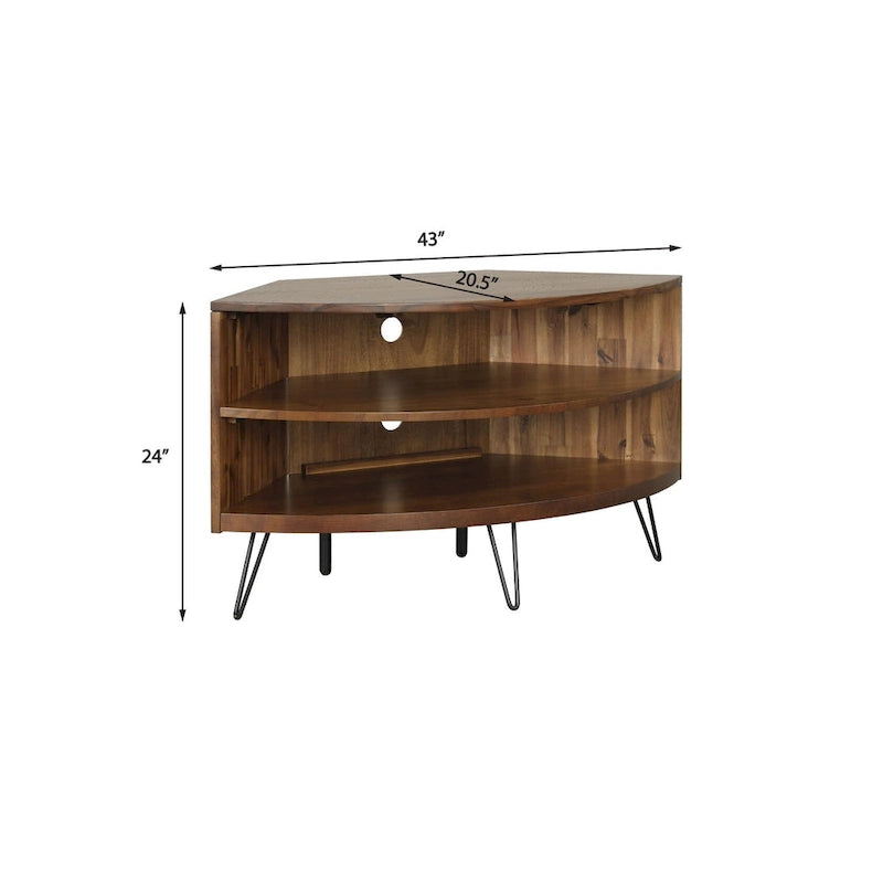 Meuble TV d'angle Declan en acacia massif de 43 po