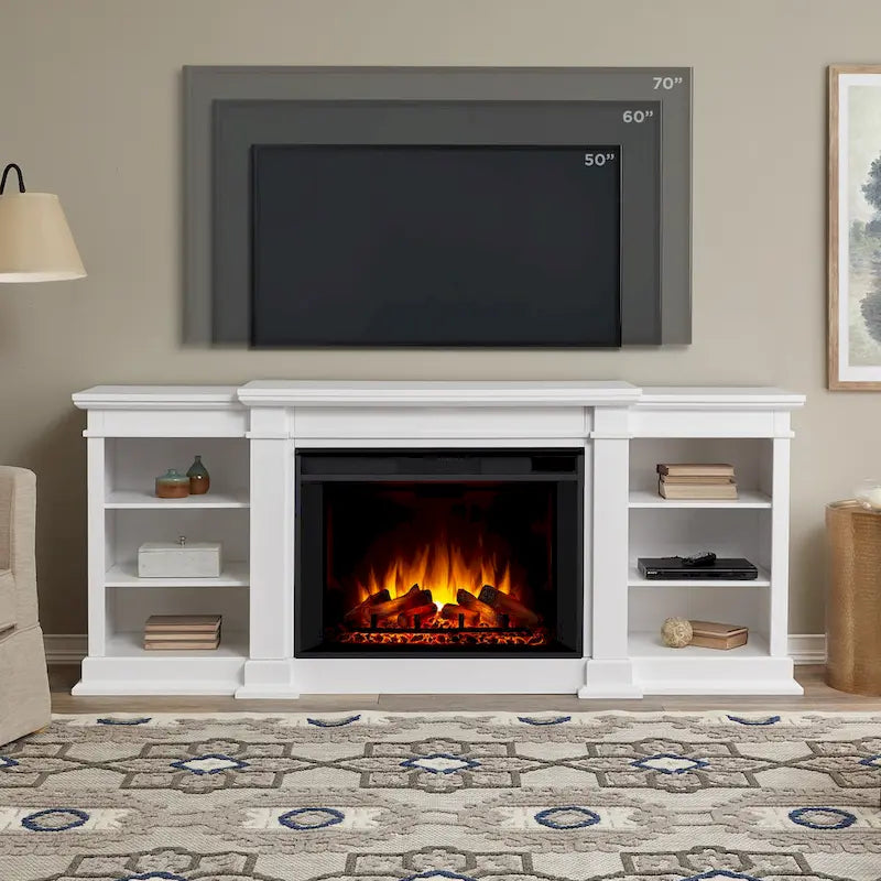 Cheminée électrique Eliot 81 Grand TV Stand blanche par Real Flame