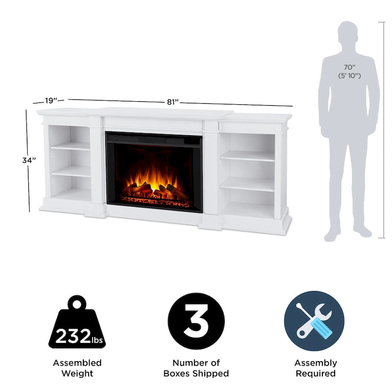 Cheminée électrique Eliot 81 Grand TV Stand blanche par Real Flame