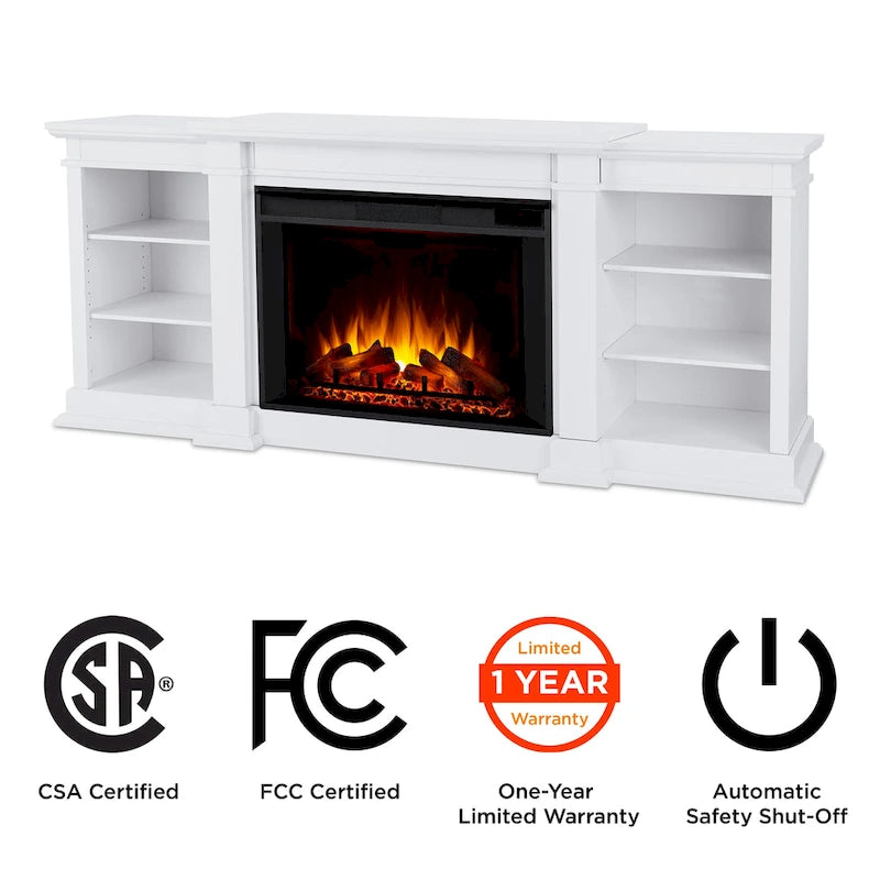 Cheminée électrique Eliot 81 Grand TV Stand blanche par Real Flame