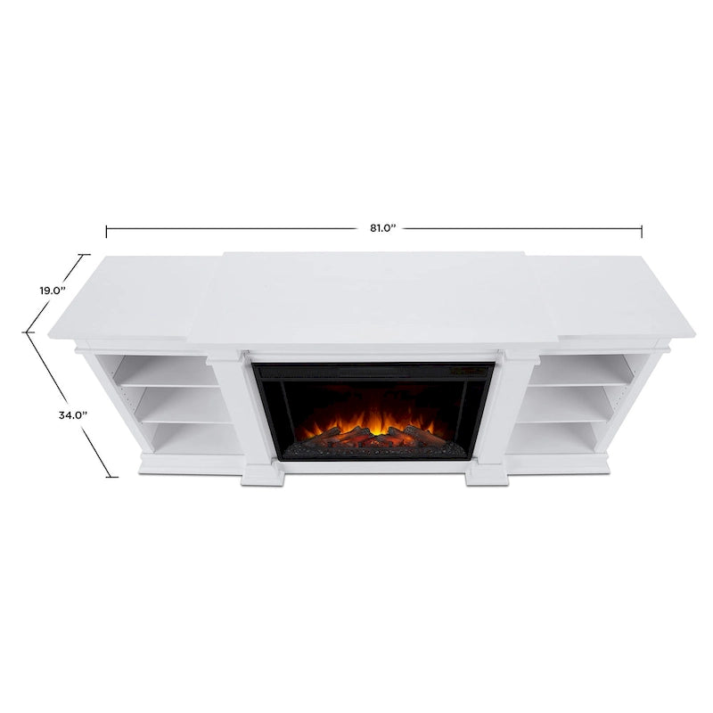 Cheminée électrique Eliot 81 Grand TV Stand blanche par Real Flame