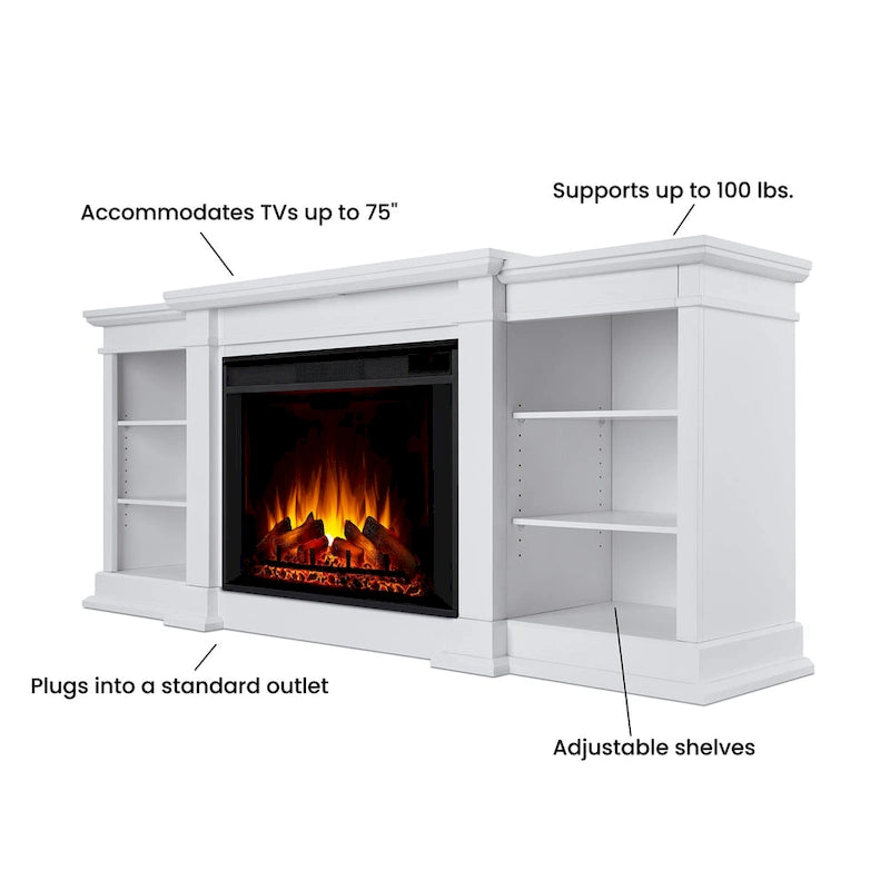 Cheminée électrique Eliot 81 Grand TV Stand blanche par Real Flame