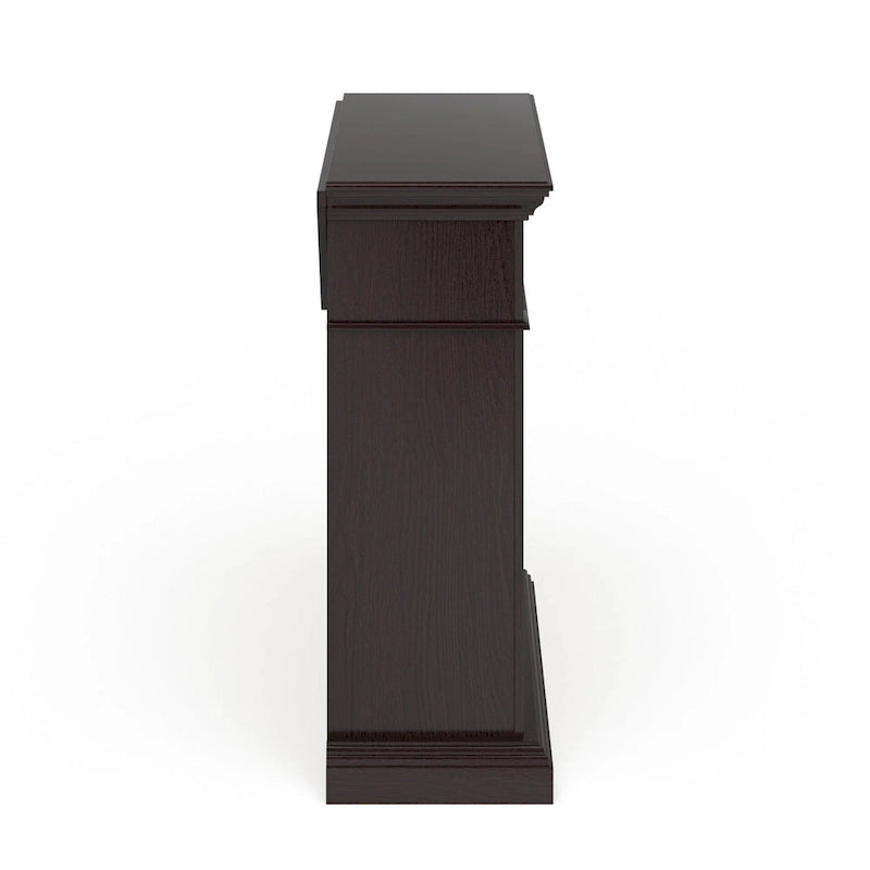 SEI Furniture Ebony Convertible Corner Electric Media Fireplace with Faux Stone Mantel