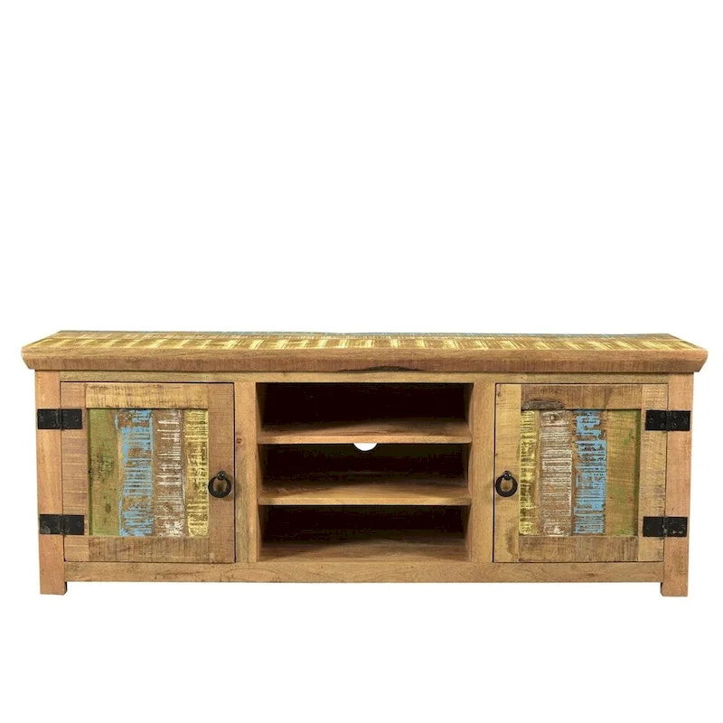 Meuble TV fait main Suman en bois de manguier massif (Inde) - 60 x 18 x 22