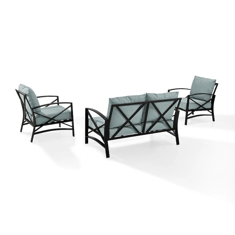 Crosley Kaplan Ensemble de 3 meubles de jardin d'extérieur avec causeuse - 137,5 L x 65 P x 35,5 H