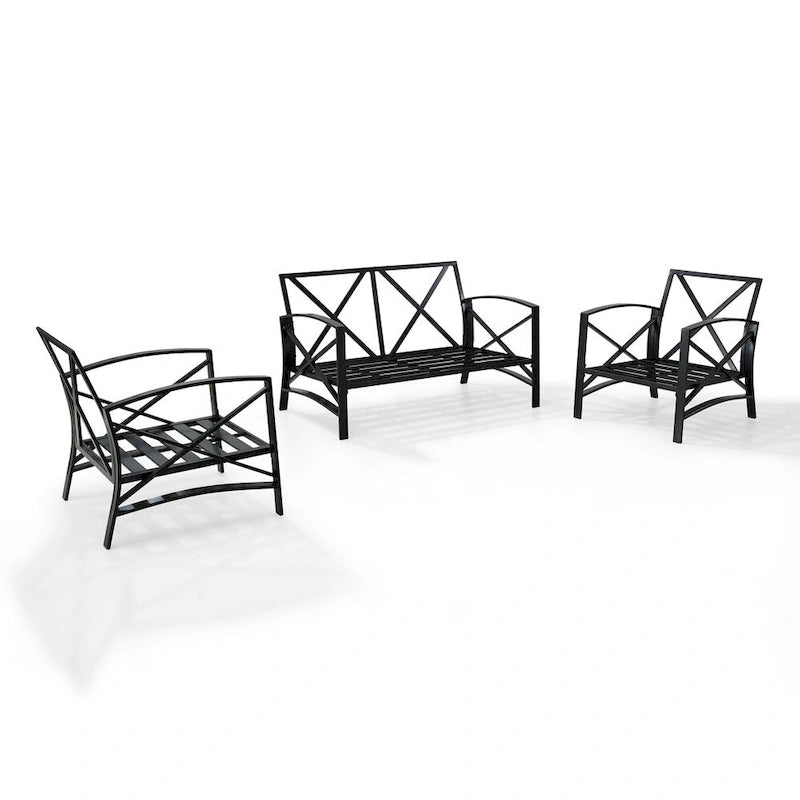 Crosley Kaplan Ensemble de 3 meubles de jardin d'extérieur avec causeuse - 137,5 L x 65 P x 35,5 H